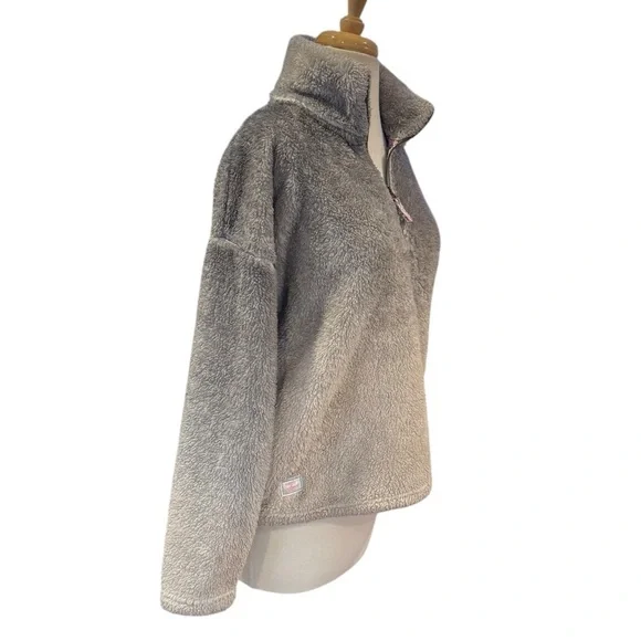 Simply Southern Sherpa Fleece Quarter Zip Pullover Ombre Gray Beige Large - Picture 2 of 10